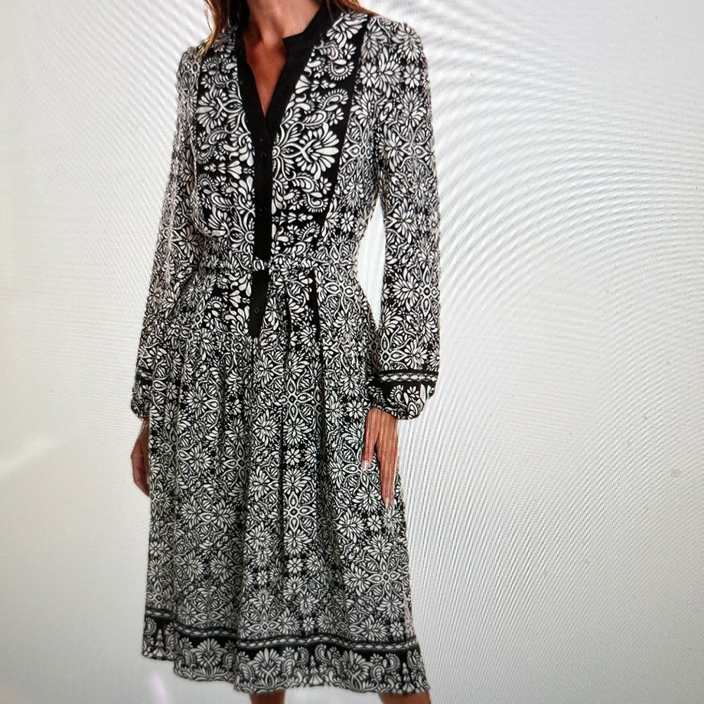 Garcia Black & White Midi Dress NWT Size Large